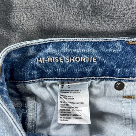 American Eagle Denim Jean Shorts Women 8 Rose Cut Off Hi-Rise Shortie Stretch - Picture 6 of 11